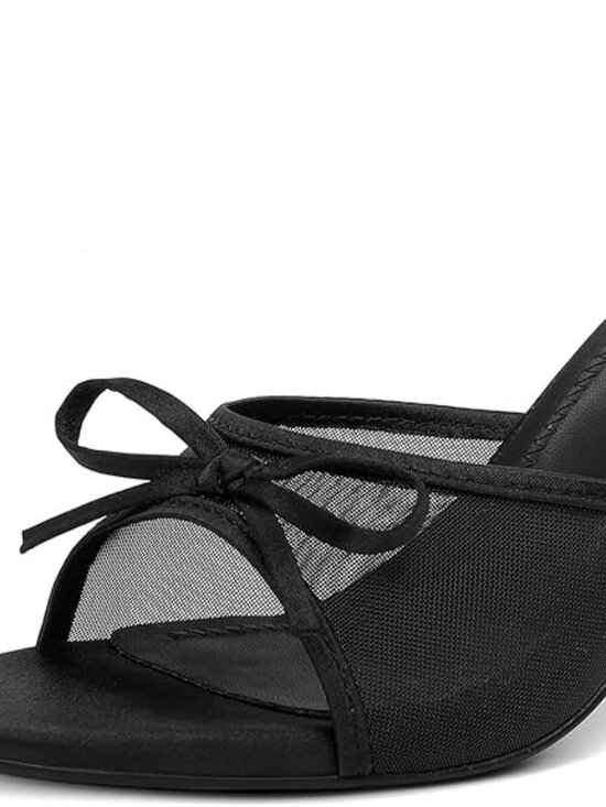 dress black sandals low heel Mesh Kitten UFEDO Mesh Kitten Heels For Women – Bow Sandals, Round Open Toe, Slip-On Heel Shoes COLOR:Royal Blue A-line short dresses Saint Laurent - Black Strappy sandals Sandal heels Slim